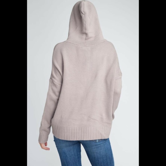 Women's Long Sleeve Knit Hooded Pullover Mocha - Picture 2 of 4